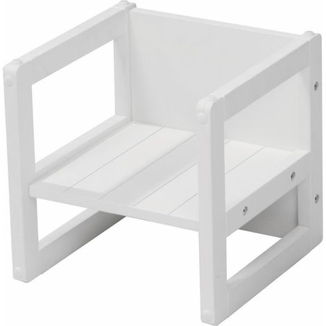 roba Sgabello per Bambini in Stile Rustico - dai 2 Anni in Su - 3 Livelli di Seduta - Poltroncina in Legno - Multifunzionale - Legno Naturale Laccato Bianco (1/5)