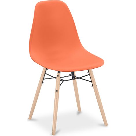 Esszimmerstuhl - Skandinavisches Design - Holzbeine - Skögur Orange (1/5)