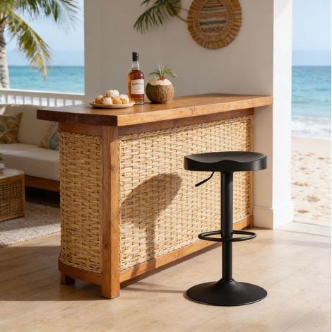 Tabouret de bar pivotant réglable bois noir OKMYHOME (1/5)