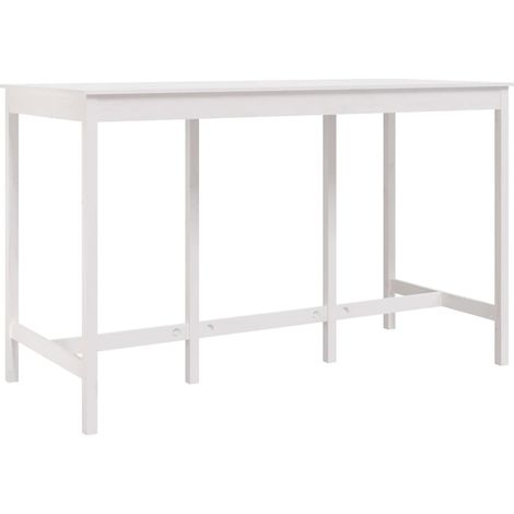 Table de bar Blanc 180x80x110 Bois massif de pin (1/5)