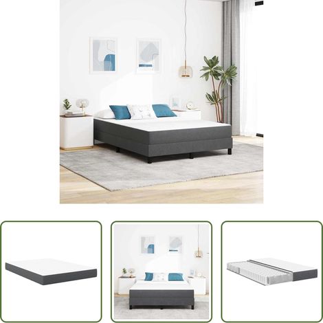Confort de sommeil - Matelas de Lit avec matelas Gris 160 x 200 cm tissu (1/5)