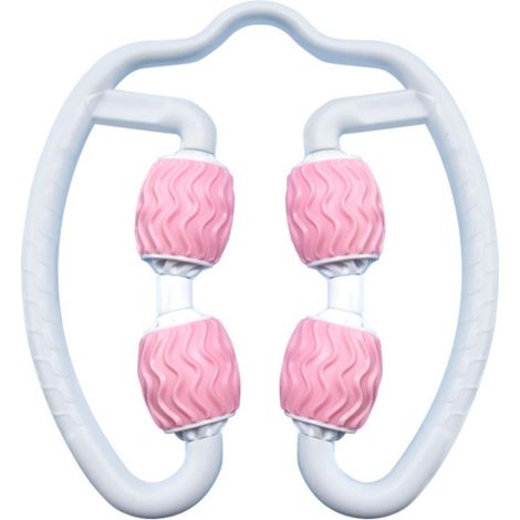 Appareil de massage rose portable pour détendre et masser les muscles des cuisses et des mollets, idéal après des exercices pour les jambes. (1/3)