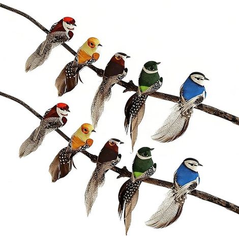 Oiseaux Decoratifs Couleur Oiseau Decoration avec Pinces Petits Design Mignon Oiseaux Artificiels Décoratifs Décoration Jardin Printanière Décorations Fête (1/5)