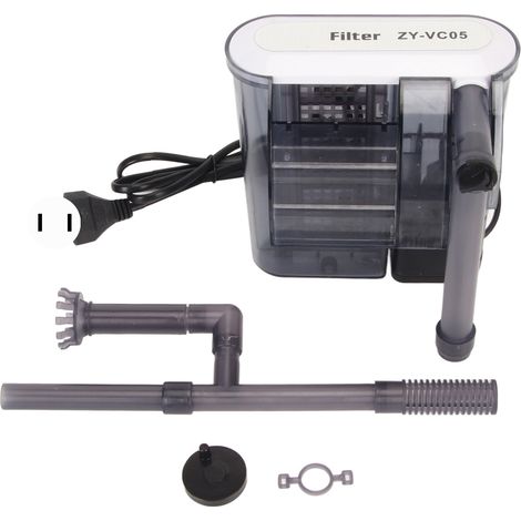 Filtro de agua colgante para acuario – PVC – 4 W – 400 l/h – hasta 50 cm – silencioso con película desengrasante (1/5)