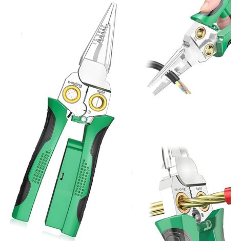 Pince à Dénuder Multifonction 8-en-1 avec Testeur de Tension – Pince de Coupe et Dénudage, Testeur AC/DC 12-250V pour Fils Sous Tension/Neutre, Outil Électricien (1/5)