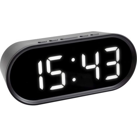 Réveil numérique avec Chiffres Lumineux LED, température intérieure Incluse, durée du Snooze réglable, Plastique, Noir, (L) 150x(l) 50x(H) 65 mm, Piles 3 x1,5 V AAA(Non incluses) (1/2)