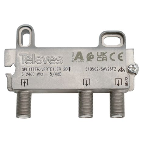 Séparateur TV 2d 5-2400mhz 5/4db F Televes 519502 (1/4)