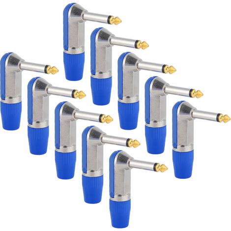 10 Paires Fiche Audio 6,35mm XLR Coudee Professionnelle, Adaptateur Casque Bleu, Robustesse Anti-Corrosion (1/5)