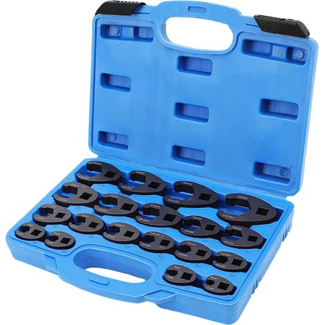 Lot de 19 clés à pied de robinet - Entraînement 3/8" et 1/2" - Jeu de clés à choc métriques (8-32 mm) pour réparations automobiles, sanitaires et extérieures (1/5)