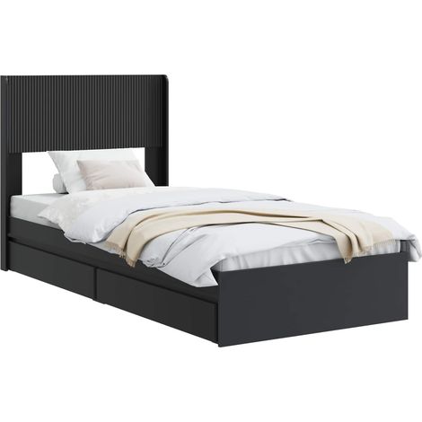 Bed Frame with Storage and Headboard Black 75 x 190 cm vidaXL (1/5)