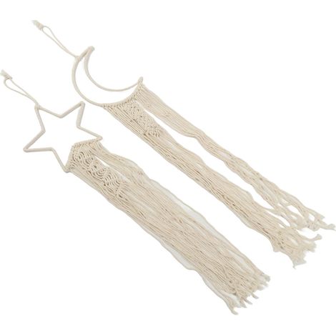 Décoration murale en macramé, tricotée à la main avec du fil de coton résistant et durable. Décoration murale simple et élégante pour le bureau ou la maison. (1/5)