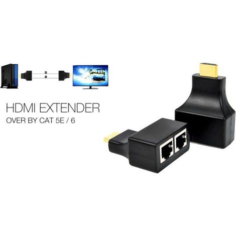 HDMI EXTENDER CAT 5e / 6 DUAL RJ45 UTP LAN ETHERNET RIPETITORE PROLUNGA 30M (1/2)
