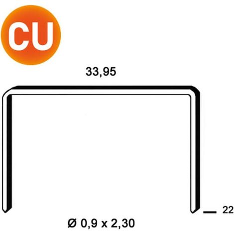 15 000 Agrafes Cuivrées Bm-22 - 33.95x22x0.9x2.3 mm - D-Work