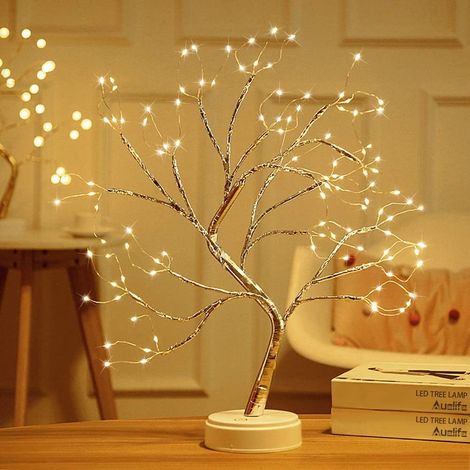 Arbol Iluminado Led - 108 Perlas Led - Base Plastico - Altura 50 Cm - Alimentacion Usb O Pilas - Interruptor Tactil - Decoracion Interior Navidad Accion De Gracias (1/5)