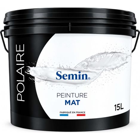 SEMIN POLAIRE Peinture Mate 15 L – Peinture Acrylique Blanche Intérieur & Extérieur – Murs et Plafonds – Lavable, Haut Pouvoir Couvrant – Finition Mate – Fabriquée en France (1/5)
