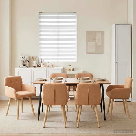 Lot de 6 chaises de salle à manger en bouclé beige avec accoudoirs 59 x 57 x 85 cm - PANGIVO (1/5)