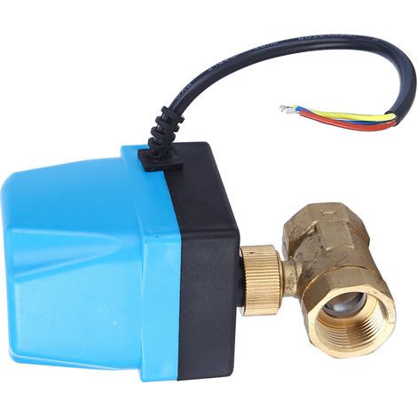 Vanne à bille électrique 2 voies, 3 fils, 2 commandes, protection IP68, moteur synchrone, bleue, AC220V, G3/4 pouce (1/5)