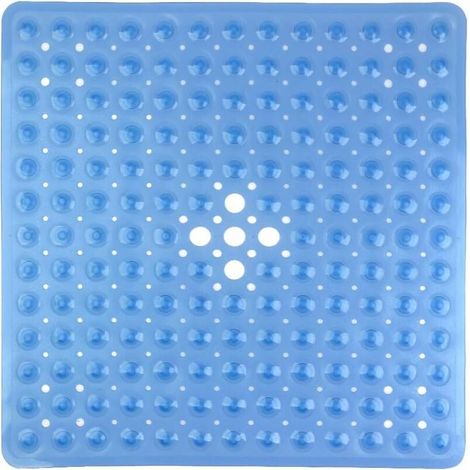 Tappetino da doccia quadrato antiscivolo in PVC 53 x 53 cm, tappetino da bagno con ventose per cucina e bagno - Blu - Fei Yu