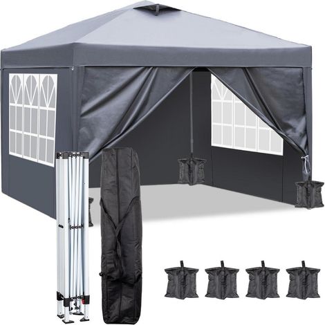 Faltpavillon 3x3m Anthrazit, wasserdicht, höhenverstellbar, mit 4 Seitenwänden (1/5)