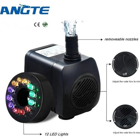 Pompe de fontaine 15W 800L/h – Éclairage LED 12 couleurs – Débit silencieux – Pour aquarium et bassin décoratif - 800lh (1/3)