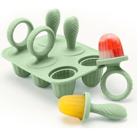 Ensemble de 6 mini moules à glace en silicone sans BPA pour les tout-petits - Moules de 17 ml avec bâtonnets réutilisables, compatibles avec le congélateur et le lave-vaisselle (-40 °C à 230 °C), adap (1/5)