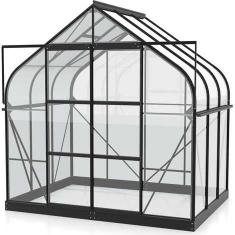 Vitavia Gewächshaus "Dione 5000" inkl. Stahlfundamentrahmen, schwarz, 5,0 m², 3 mm ESG (1/3)