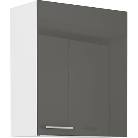 Küche Hängeschrank 60 Lara Grau Hochglanz + Weiss matt Küchenzeile Küchenblock (1/4)