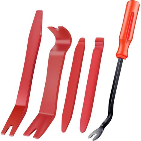 5 Pièces Outil de Suppression de Garniture,Auto Outil pour Panneau,Démontage Autoradio Garniture,(Rouge)1825cm (1/3)