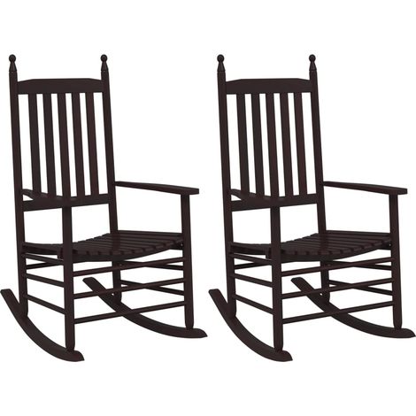 Maison Exclusive - Sedie a Dondolo Sedute Curve 2 pz Marroni Legno Massello Pioppo