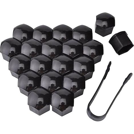 Lot de 20 cache-écrous de roue noirs de 19 mm, universels et compatibles avec la plupart des voitures et camions. (1/3)