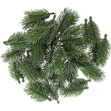 Set di 100 rami di abete artificiale - Verde - 6 cm di lunghezza - Decorazione per corona dell'Avvento - Verde abete