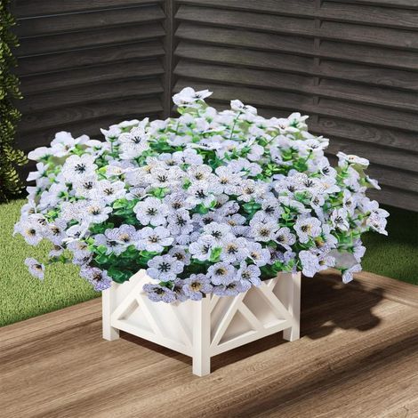 Artificial Chrysanthemum Flowers – 16 Bouquets UV Resistant Plastic – Indoor Outdoor Planter Porch Decor Lightweight Reusable Home Garden Plants – White (1/4)