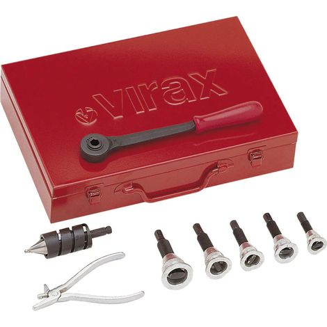 Virax – Coffret multi-outils clé à cliquet 5 outils Ø12 à 22 mm – Foret et pince à pointer – Coffret métallique – 252730 (1/4)