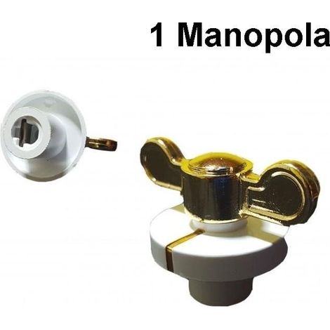 SMEG  1 MANOPOLA BIANCA / ORO CUCINA GAS  PERNO 6 MM GAMBO 10 MM  MN 860 (1/2)