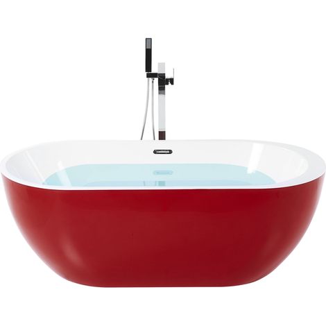 Vasca da Bagno Freestanding in Acrilico Sanitario rosso 160 cm Nevis