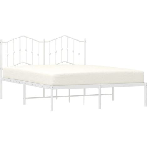Bettgestell mit Kopfteil Metall Weiß 140x190 cm vidaXL