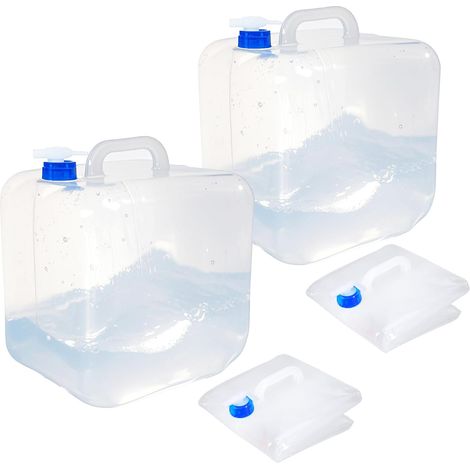 Récipient à eau pliable avec robinet et crochet, bidon d'eau sans BPA, seau de transport pliable, lot de 2 (10 L/2,6 gallons)-AquaForge (1/4)