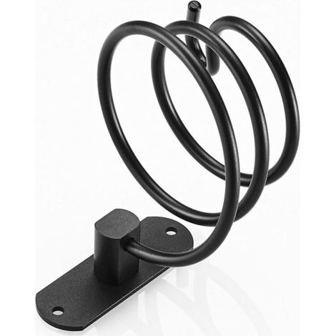 Porte Sèche Cheveux Support de Sèche Cheveux Mural en Aluminium Support de Câble pour Cuisine Salle de Bain Accessoires de Salle de Bain(Noir)