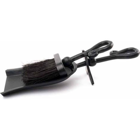 Crook Handled Hearth Tidy - Metal - L13 x W38 x H9 cm - Black