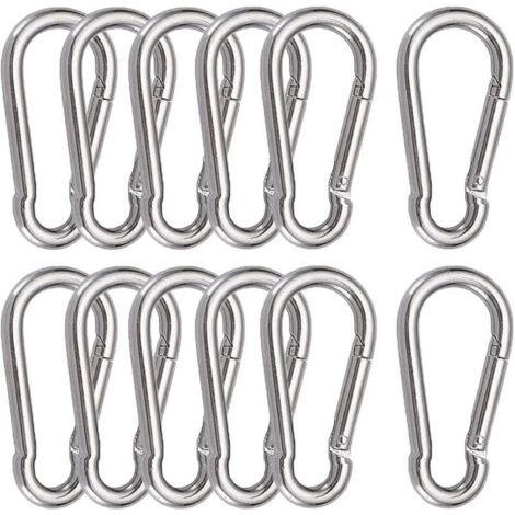 12 Pièces Mousquetons M6 Mousqueton INOX 304 Crochet Mousqueton Boucle à Ressort pour Suspendre Crochet Fixe 60 x 6 mm (1/4)