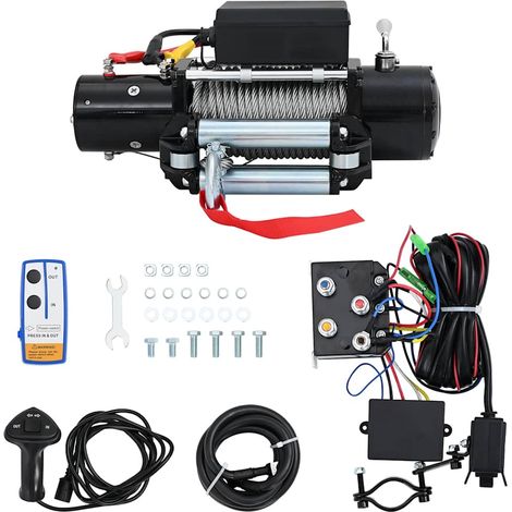 Treuil électrique 12 V, traction 5 909 kg, télécommande et câble acier 26 m - PANGIVO (1/5)