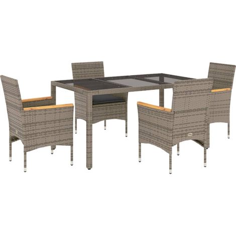 Maison Exclusive - Set comedor jardín 5 pzas y cojines ratán sint (1/5)