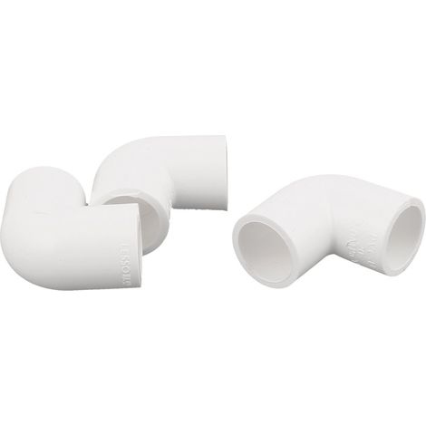 3pcs Coude PVC-U Raccord Tuyau 90° 20mm Dia blanc (1/2)