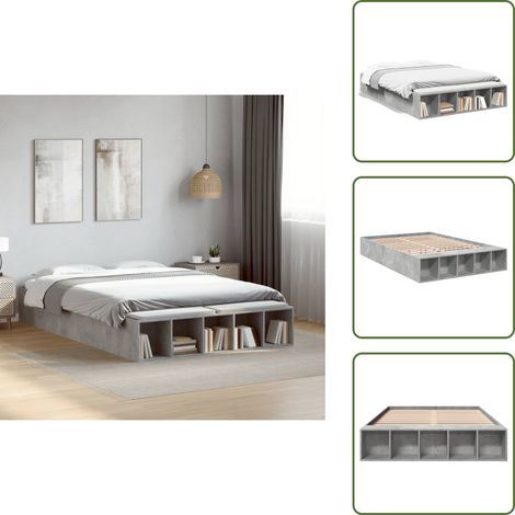 The Living Store Cadre de lit sans matelas gris béton 120x190 cm - Cadre De Lit - Lit Double - Lit Design - Lit Moderne - Lit Gris