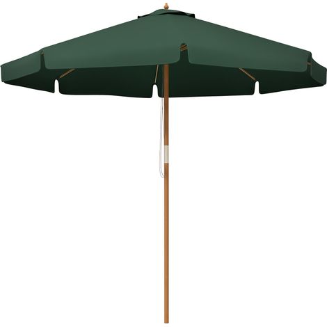 Parasol de jarden à double toile, en bambou et polyester, Ø 325 x 250 cm, vert, parfait pour profiter de l'ombre et de la protection solaire dans votre jardin, sur votre balcon ou à la plage (1/5)