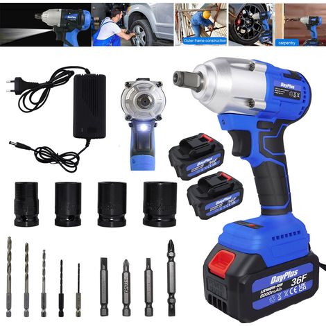 Clé à chocs sans fil brushless de 1 / 2 pouce avec 2X batterie 6,0ah 21v et chargeur rapide 420 nm de couple, diamètre de filetage de 4 à 26 mm, embout / jeu de douilles / tête de tournevis inclus