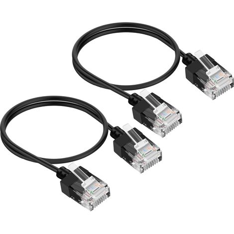 Cat 6 Câble Ethernet Réseau 2M Lot de 2, Flexible et Fin RJ45 10Gbps 550MHz pour PC, Routeur, Imprimante, Xbox, Ordinateur Portable, Serveur (1/5)