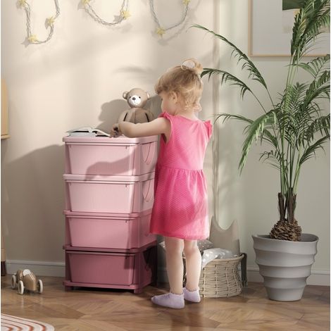 MEUBLIV Kinder-Aufbewahrungsmöbel 37 x 37 x 76 cm, rosa – 4 Schubladen (1/5)
