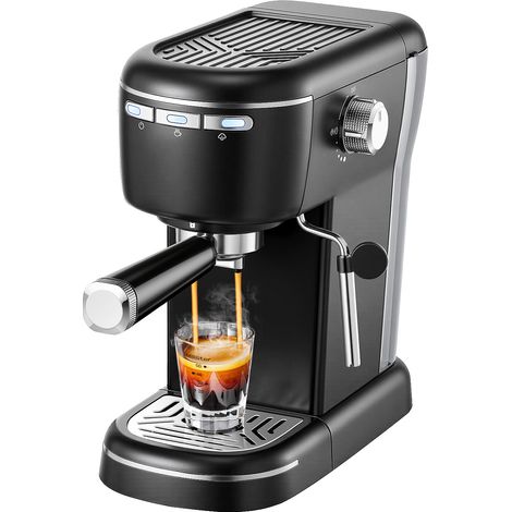 Machine expresso classique - Caf moulu - 15 bars - 1.2 L - Noir - Buse vapeur
