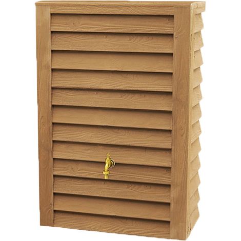 Garantia – Récupérateur d'eau de pluie 300L – Polyéthylène bois clair – Hauteur 118 cm – Robinet et collecteur vendus séparément
